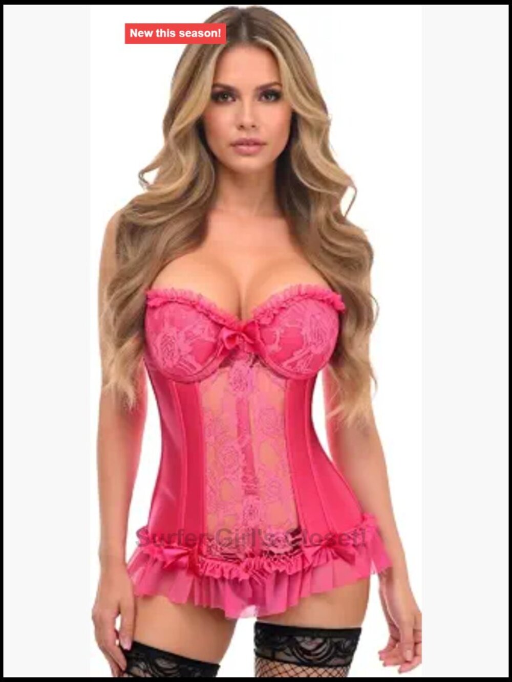 Lace Lycra Corset Bustier Steel Boned Hook Eye Shapewear Top